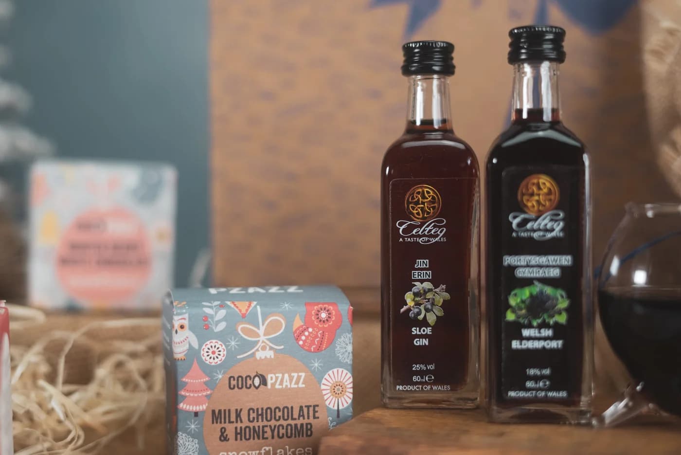 Sloe Gin and Welsh Elderport with Coco Pzazz chocolate