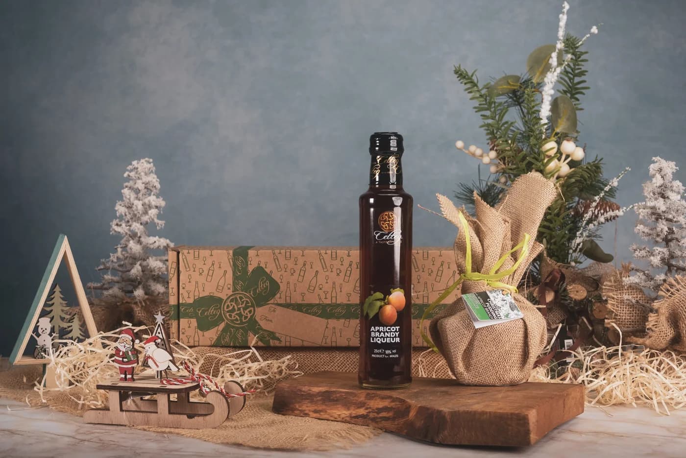 Fruit vinegars and preserves on a festive display